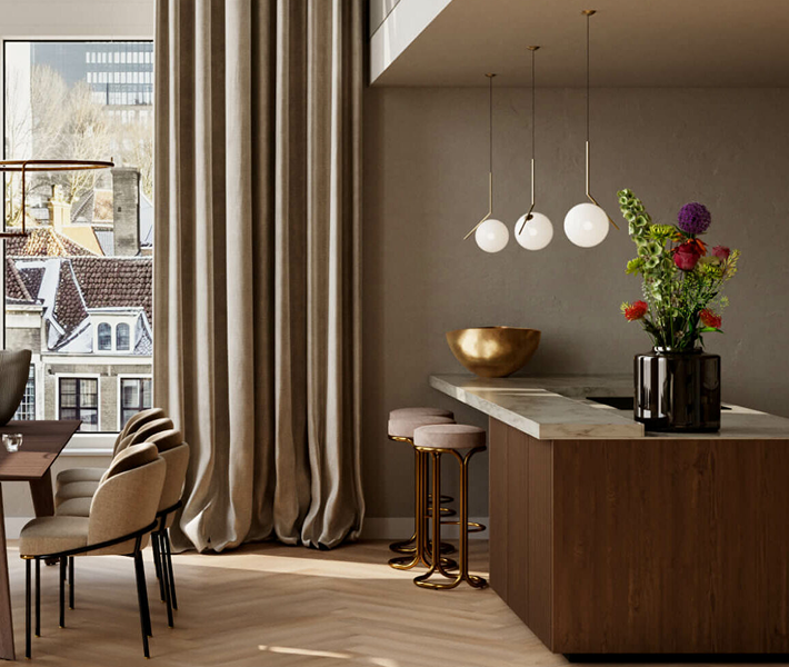 Modern wooden interior design